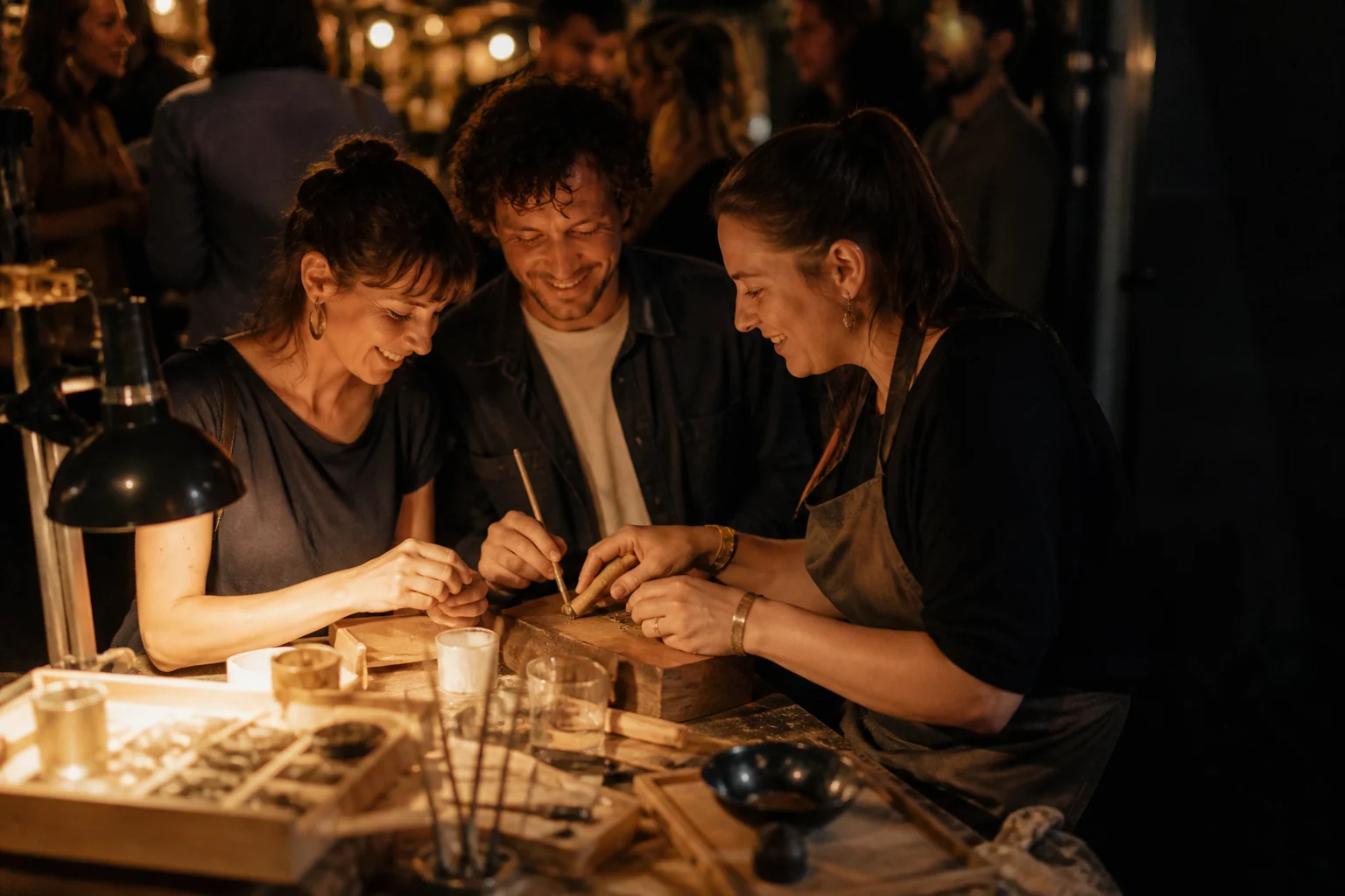 Guests making something together